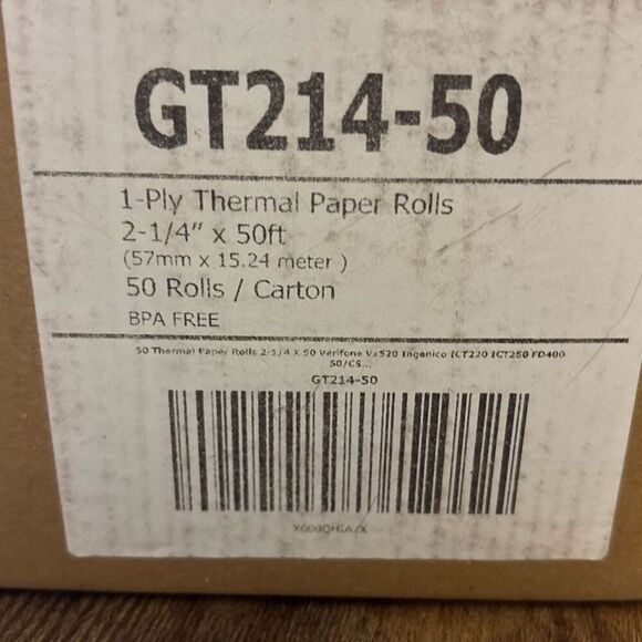 NEW 50 rolls Gorilla Printer Thermal Paper Receipt Roll 2-1/4" x 50' BPA Free - Picture 4 of 4